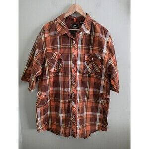 Akademiks Shirt Mens 3XL plaid short sleeve button pockets 100% Cotton